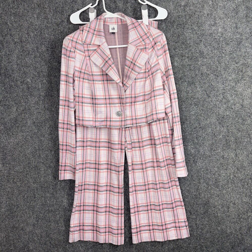 Cabi 6269 playdate plaid cheer jacket & pants set size s  Pink Suit Set Crop